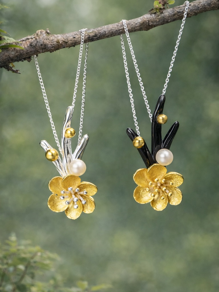 Artisan Handmade 925 Silver Natural Pearl Flower The Zaidea Necklace